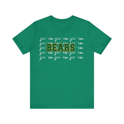 Bears with Sic 'Em Background  Short Sleeve Tee