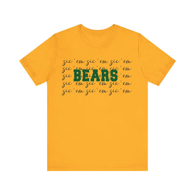 Bears with Sic 'Em Background  Short Sleeve Tee