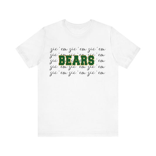 Bears with Sic 'Em Background  Short Sleeve Tee