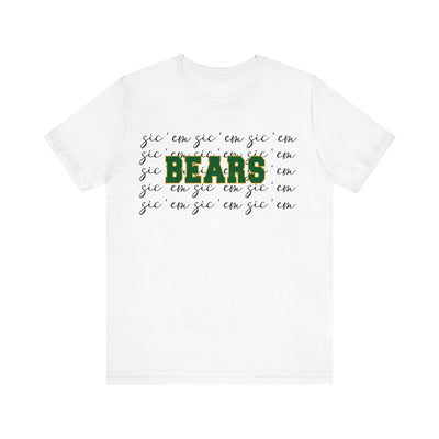 Bears with Sic 'Em Background  Short Sleeve Tee