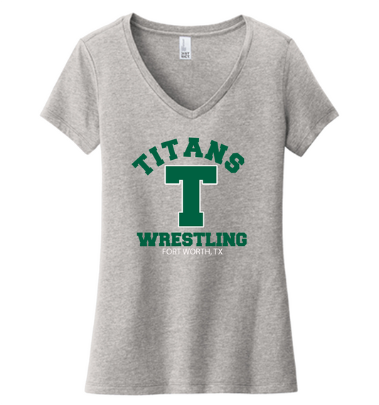 Trinity Springs Wrestling "T"  V-Neck T-Shirt (Women's Cut)