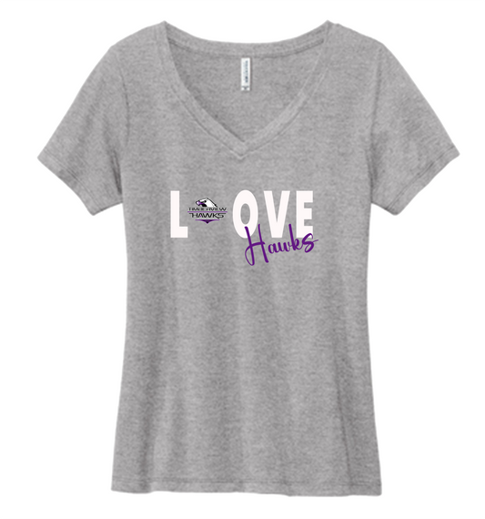 Hawks Wrestling Love V-Neck T-Shirt (Women's Cut)