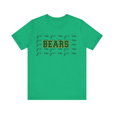 Bears with Sic 'Em Background  Short Sleeve Tee