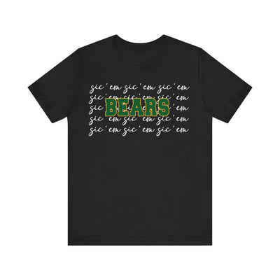 Bears with Sic 'Em Background  Short Sleeve Tee